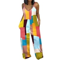 Caveitl Női Jumpsuits, Női Nyári Európai És Amerikai Sling Print Pocket Alkalmi Jumpsuit Multicolor, S