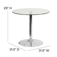 Flash bútor Hills 31,5 kerek üveg asztal 29 H króm alap