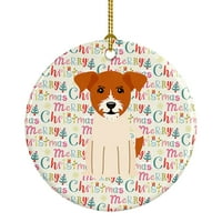 Boldog Karácsonyt Jack Russell Terrier Kerámia Dísz