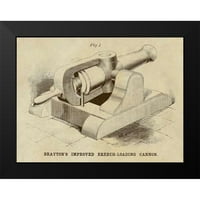 Találmányok Fekete Modern keretes Múzeum Művészeti nyomtatás címmel-Braytons javított farfekvéses ágyú
