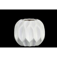 Urban Trends Collection kerámia mintás Kerek váza dombornyomott gyémánt Design testtel, Fehér-Kicsi