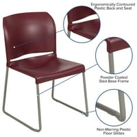 Flash bútorok HERCULES sorozat lb. Kapacitás bordó teljes hátsó kontúros Stack szék szürke porszórt szán alap