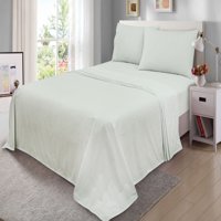 MainStays 300TC pamutban gazdag Percale Easy Grade Lap -készlet, teljes, szürke csíkok