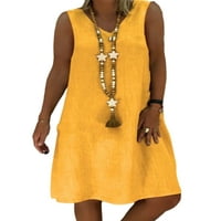 Sanviglor Női Midi ruha A-Line Sundress mellény tartály ruhák bő nyári sárga 3XL