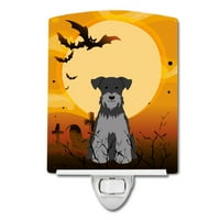 Caroline kincsei BB4318CNL Halloween Miniatűr Schnauzer Fekete ezüst kerámia éjszakai fény, 6x4x3