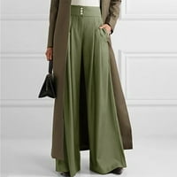 xinqinghao elegáns alkalmi nadrág női magas derekú széles láb nadrág divat Egyszínű Könnyű nyári nadrág hadsereg zöld
