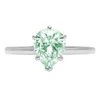 2.0 ct körte vágott zöld szimulált gyémánt 18K fehér arany gravírozás nyilatkozat menyasszonyi évforduló eljegyzés