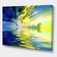 ART Designart sárga és kék Seascape Reflection hagyományos vászon fal művészeti nyomtatás. szélesre. magas