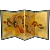 6 láb. Hosszú, kézzel festett Goldleaf kínai selyem fali művészet képernyő - Sky Dragon