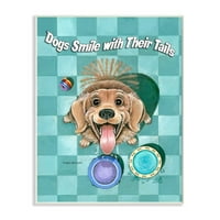 A kutyák mosolyognak farkukkal vicces rajzfilm -kisállat -tervezés túlméretes fali plakk művészete, Gary Patterson