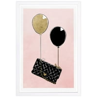 Wynwood Studio 'Simple Balloon Pallse' divat és glam keretes fal art nyomtatás - fekete, arany