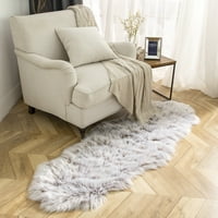 Deluxe Ultra Soft Fau Sheepskin szőrme sorozat bolyhos dekoratív beltéri botrányos szőnyeg, láb téglalap, bézs és fehér,