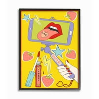 Stupell Industries Sweet Selfie Love Retro Color Pop Design keretes fal art dizájn, Sangita Bachelet, 11 14