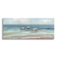 Stupell Industries Panoramic Sandpipers Birds Shoreline Ocean Landscape 20, Sally Swatland tervezése