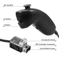 Nunchuk videojáték-vezérlő távirányító Wii & Wii U távirányítóhoz, Fekete