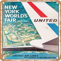 Fém jel-New York-i Világkiállítás utazási Vintage hirdetés-Vintage rozsdás megjelenés