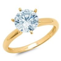 1.5 ct kerek vágott kék szimulált gyémánt 14K sárga arany gravírozás nyilatkozat menyasszonyi évforduló eljegyzés esküvői