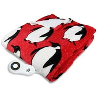 Serta Shiny Sherpa elektromos fűtött meleg dobás takaró Penguin piros