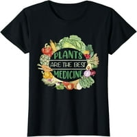 A növények a legjobb gyógyszer vicces vegetáriánus állatbarát póló Női Rövid ujjú fél ingek fekete póló