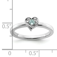 Aquamarine Ezüst Szív Gyűrű