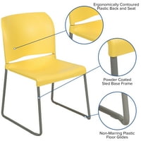 Flash bútorok HERCULES sorozat lb. Kapacitás sárga teljes hátsó kontúros Stack szék szürke porszórt szán alap