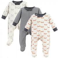 Megérintette a természet Baby Boy Organic Cotton Zipper Sleep and Play 3pk, Róka, 3 hónapos