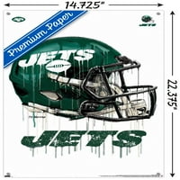 New York Jets-csepegtető sisak fali poszter Push csapokkal, 14.725 22.375