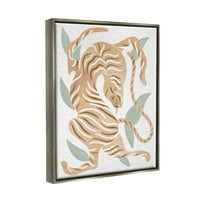 Kortárs tigris vadon élő állatok formák állatok és rovarok grafikus fényű szürke keretes művészet nyomtatott fali művészet