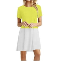 Női Alkalmi Színblokkoló egyszerű póló Laza ruha nyári Rövid ujjú póló ruhák sárga 4XL (US Méret: 16
