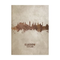 Védjegy Szépművészet 'Glasgow Scotland Rust Skyline' vászon művészete, Michael Tompsett