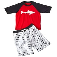 Big Chill Boys 4- Rövid ujjú kiütéses úszó póló és úszónadrág, 2 darabos szett UV-védelemmel