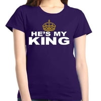 Shop4Ever Női ő a királyom megfelelő Párok grafikus póló nagy lila