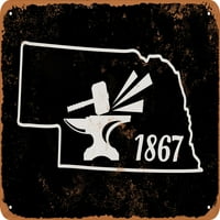 Fém jel-Nebraska állam-Vintage rozsdás megjelenés