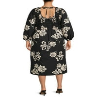 A Get Women's Plus Size Scoop Back Midi ruha hosszú ujjú