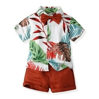 Leesechin kisgyermek Outfit Set Boys 'Flower Shirt Nyári nyaralás Beach Stílus Rövid ujjú virág Shirt Alkalmi nadrág'