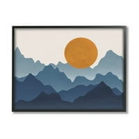 Stupell Industries Rising Sun Jagged Rayed Mounder Range Peaks Graphic Art Fekete Keretes Art Print Wall Art, Design