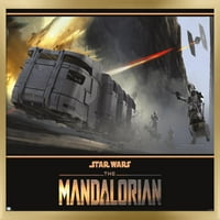 Csillagok háborúja: A Mandalori szezon-nyakkendő harcos csata fal poszter, 22.375 34