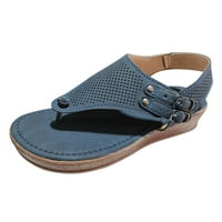 Női cipő Női Divat Alkalmi üreges Flip Flop Platform szandál ékek cipő kék 8.5