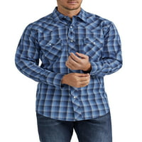 Wrangler® férfi és nagy férfiak rendszeresen illeszkedő hosszú ujjú nyugati ing, S-5XL méretű