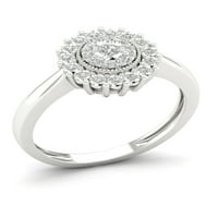 1 6 ct tdw gyémánt sterling ezüst klaszter gyűrű