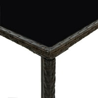 Loewten terasz bár asztal barna 27.6 x27. 6 x43. 3 Poly Rattan és üveg