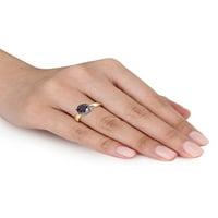 Carat T.W. Fekete gyémánt 10KT sárga arany pasziánsz eljegyzési gyűrű