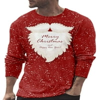 Férfi karácsonyi póló, Hosszú ujjú póló Legénység nyak Mikulás hóember nyomtatás Slim Fit Streetwear