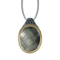 Aura by TJM Sterling ezüst kristályszürke gyöngy dublett anya és fekete spinel w arany flash trimpe medál 18