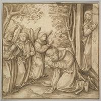 Ábrahám és a három angyal poszter nyomtatása az idősebb Lucas Cranach köréből