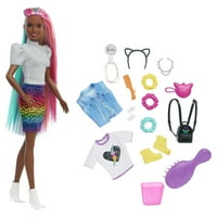 Barbie Leopard Rainbow haj baba szín - változás kiemeli & Styling kiegészítők