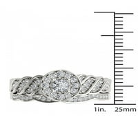 1 2Ct TDW Diamond S Sterling ezüst halo menyasszonyi készlet