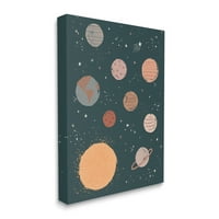 Stupell Industries Naprendszer nap bolygók Föld hullócsillagok grafikus Művészeti Galéria-becsomagolt vászon nyomtatás