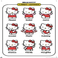 Hello Kitty-aktuális boldogság fali poszter Nyomócsapokkal, 22.375 34