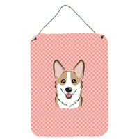 Carolines Treasures BB1253DS sakktábla Rózsaszín Corgi fal vagy ajtó függő nyomatok, 12x16, Többszínű